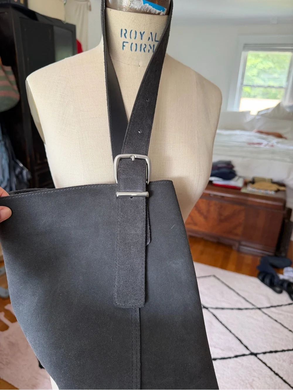 Madewell grey Suede bucket bag